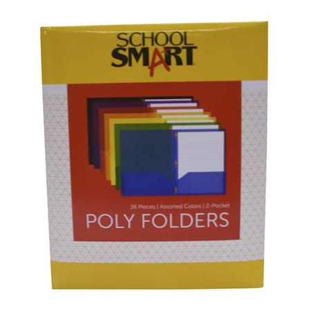 School Smart FOLDER  TWO-POCKET POLY WITH FASTENERS  ASST SET OF 36 PK 2019641